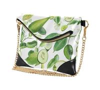 GuoChe Borsetta da donna in poliuretano, con chiusura lampo, pieghevole, da sera, per donna, con frutta verde fresca, bianca, frutta fresca e bianca