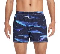 GuoChe Boxer da uomo, in cotone, biancheria intima, morbidi e comodi, con chiusura a bottone, S-XXL, Glowing Ocean Marine Life Whale Meduse Seamless Pattern, Magico Disegno Animale Sottomarino, Grande