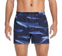 GuoChe Boxer da uomo, in cotone, biancheria intima, morbidi e comodi, con chiusura a bottone, S-XXL, Glowing Ocean Marine Life Balena Sea Dog Medusa Seamless Pattern, Magico Sottomarino Animale, Small