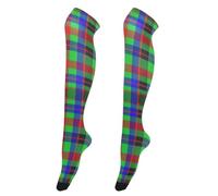 GuoChe Calze al ginocchio da donna, elasticizzate, extra lunghe, per ballerine, calze alte fino alla coscia, per feste, multicolore tartan