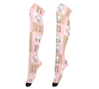 GuoChe Calze alte al ginocchio da donna in stile retrò, alte fino alla coscia, extra lunghe, per ballerine, calzini da baseball sopra il ginocchio, per occasioni speciali, coniglietto carino e