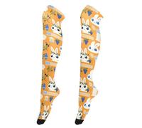 GuoChe Calze alte da donna alla coscia casual alla moda calze lunghe per ufficio calze a coscia alta per spettacoli teatrali coniglietto e colonna