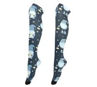 GuoChe Calze alte da donna elastiche extra lunghe sopra il ginocchio calze per donne incinte calze alte fino alla coscia per eventi formali gnomi carini con