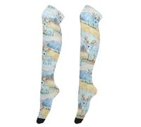 GuoChe Calzini da donna alla moda sopra il ginocchio, sottili, stretti, lunghi, per ufficio, calze alte fino alla coscia, per uso quotidiano, cosplay con cervi in safari