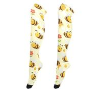 GuoChe Calzini sopra il ginocchio da donna, comodi, calzini alti fino alla coscia, calzini extra lunghi per donne incinte, calze alte al ginocchio per balli, design stravagante con ape