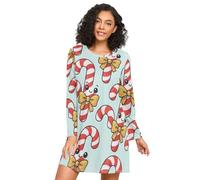 GuoChe Camicia da notte stampata a maniche lunghe pigiama morbido pigiameria per ragazze donne sciolto colorato Candy, Colorato, Large