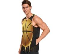GuoChe Canotta da uomo casual con scollo a V, design stampato, alla moda, per mare e viaggi, Oro Dripping Basket Trendy Urbano Rispetto il, L