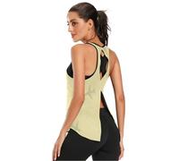 GuoChe Canotta da yoga da donna, ultra morbida, senza schiena, per esercizi e palestra, taglia S, Modello di percorsi ondulati di aeroplano giallo, S