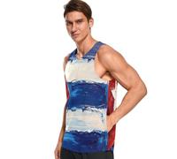 GuoChe Canotta senza maniche da uomo con scollo a V elasticizzata stampa personalizzata per tutti i giorni casual, Pittura A Olio Bandiera Cuba, XL