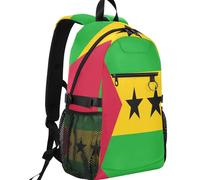 GuoChe Capacità casuale del tessuto 20L del totalizzatore della saia dello zaino con la tasca frontale della chiusura lampo per il, Bandiera nazionale di S?o Tomé e Príncipe, One Size, Zaini multiuso