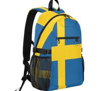GuoChe Capacità casuale del tessuto 20L del totalizzatore della saia dello zaino con la tasca frontale della chiusura lampo per il, Bandiera nazionale della Svezia, One Size, Zaini multiuso di base