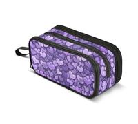 GuoChe Carino Cuori Viola Astucci di Nylon di San Valentino Per Studenti Universitari Grande Capacità Astuccio Per La Scuola Cancelleria per Elementare Preppy