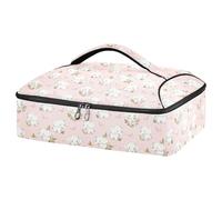 GuoChe Casseruola per cibi caldi e freddi, impermeabile e antimacchia, per utensili e tovaglioli, feste e barbecue, per tutte le occasioni, sfondo fard, elefanti bianchi, farfalla