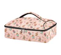 GuoChe Casseruola per cibi caldi e freddi, impermeabile e antimacchia, per utensili e tovaglioli, per picnic e tailgating, facile da pulire (pulire le macchie), sfondo fard, coppia di pan di zenzero e