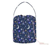 GuoChe Celestial Christmas Pattern Crochet Yarn Bag Crochet Yarn Organizer con fori Crochet Tote per maglieria Crochet Crochet Accessori