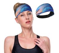 GuoChe Cerchietto per capelli con effetto marmo, oro rosa, blu reale, spesso, elastico, per palestra, pallavolo, lavaggio viso, yoga