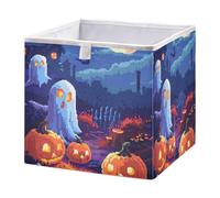 GuoChe Cestini portaoggetti a forma di cubo, pieghevole, organizer per la stanza dei bambini, per Halloween, pixel, zucche e fantasmi
