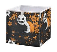 GuoChe Cestini portaoggetti a forma di cubo pieghevoli in tessuto per la stanza dei bambini Organizzazione Jack-o'-lantern zucca floreale etereo forma Halloween_3