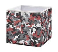 GuoChe Cestini portaoggetti aperti per la casa, pieghevoli, in tessuto, per l'organizzazione domestica, mimetico, grigio, rosso, nero arte