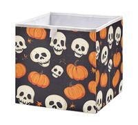 GuoChe Cestini portaoggetti pieghevoli in tessuto, per organizzare mensole, mensole, divertenti, scheletri, zucche, colore: nero