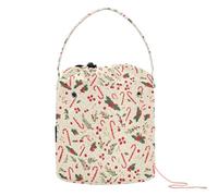 GuoChe Christmas Candy Cane Vischio Pattern_2 Crochet Tote Bag Crochet Storage Organizer Portatile Crochet Tote per Crochet Carrier Accessori per Lavoro a Maglia