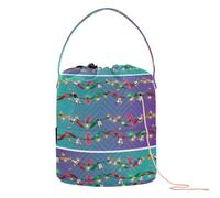 GuoChe Christmas Lights & Bells Pattern Crochet Tote Bag Knitting Needle Organizer Portatile Viaggio Storage per Crochet Holder Yarn Craft