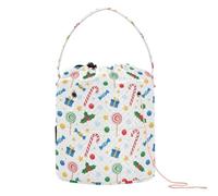 GuoChe Christmas White Candy Canes Regali Agrifoglio Crochet Tote Bag Crochet Filato Storage con fori Crochet Tote per Crochet Knit Crochet Organizer