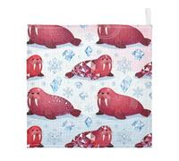 GuoChe Confezione da 5 panni in mussola con tricheco e fiocco di neve, unisex, 100% cotone, per bambini e bambine