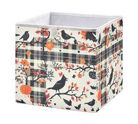 GuoChe Contenitore portaoggetti pieghevole cubo portaoggetti per ufficio mensola vestiti arredamento horror Halloween plaid scena corvo