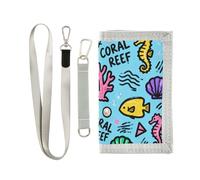 GuoChe Coral Reef Marine Life Pattern Trifold portafogli con fermasoldi per carte di credito alla moda portafogli robusti con fermasoldi con