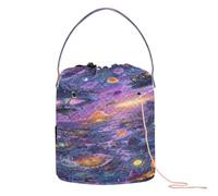GuoChe Cosmic Halloween Space Scene Filati Borse Crochet Bag Filo con fori Borsa da viaggio per ferri da maglia Organizzatore di filati