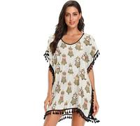 GuoChe Costume da bagno da donna con alberi ad acquerello color crema di Natale copricostume da bagno per costumi da bagno, Alberi Di Natale Crema Acquerello Animali, Large