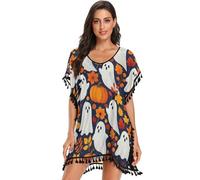 GuoChe Costume da bagno da donna con fantasmi e zucca, per Halloween, costume da bagno, Fantasmi e zucca di Halloween, S