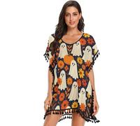 GuoChe Costume da bagno da donna con fantasmi e zucca, per Halloween, costume da bagno, Fantasmi e zucca di Halloween, L