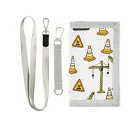 GuoChe Cranes and Warning Signs - Portafoglio sottile da uomo a tre pieghe, da viaggio, colorato, con cordino