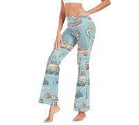 GuoChe Crossover dei pantaloni di yoga delle donne del modello della barca a vela per l'esercizio, Colorato, M