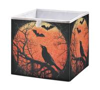 GuoChe Cubi di stoccaggio bidoni pieghevoli in tessuto organizzatore cestini per scaffale ufficio vestiti arredamento horror Halloween Web corvo