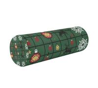 GuoChe Cuscino arrotolabile a punto croce verde natalizio con fiocchi di neve e cervo con fodera lavabile, design ergonomico sul retro, sollievo per la colonna vertebrale