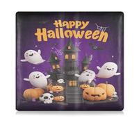 GuoChe Custodia a portafoglio in pelle di alta qualità per documenti e carte, patente, sfondo nero, per uomo e donna, motivo: castello di Halloween