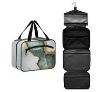 GuoChe Custodia da viaggio sospesa per articoli da toeletta con gancio, borsa per la cura della pelle di moda designer per viaggiatori crociere bolso viajero para mujer M, Marmo Verde Salvia bianco