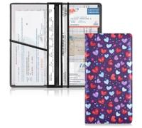 GuoChe Custodia in pelle per auto registrazione, assicurazione e carta d'identità, per uomo e donna, accessori per comparazione camion auto, per autista, rimorchi, moto, barca, carino, viola, cuori