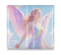 GuoChe Custodia in pelle premium per assicurazione e carta d'identità per uomo e donna portafoglio accessori per documenti, carte, patente arcobaleno angelo fantasia