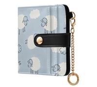 GuoChe Cute Sheep and Clouds - Portafoglio da donna compatto, pieghevole, portatile, per tutti i giorni, in pelle PU, per donne, ragazzi e ragazze