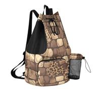 GuoChe Draw String Back Bag Summer Camp Bag Con Bottiglia D'acqua Tasca String Bag Per La Scuola Impermeabile Leopard Skin Print Style