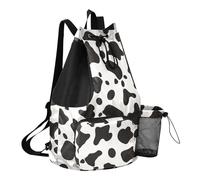 GuoChe Draw String Back Bag Summer Camp Bag Con Bottiglia D'acqua Tasca String Bag Per La Scuola Impermeabile Semplice Mucca Stampa Modello