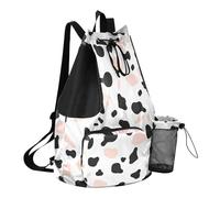 GuoChe Draw String Back Bag Summer Camp Bag con bottiglia d'acqua tasca String Bag per la scuola impermeabile, Illustrazione vettoriale semplice del modello della mucca su un, One Size, Zaini per