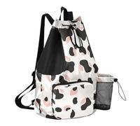 GuoChe Draw String Back Bag Summer Camp Bag Con Bottiglia D'acqua Tasca String Bag Per La Scuola Impermeabile Semplice Mucca Stampa Modello