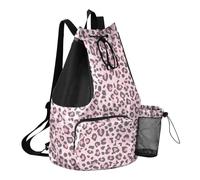 GuoChe Draw String Back Bag Summer Camp Bag Con Bottiglia D'acqua Tasca String Bag Per La Scuola Impermeabile Leopard Skin Print Style