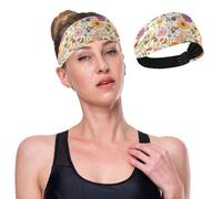 GuoChe Fasce elastiche per capelli da donna, stile vintage, con fiori rustici, antiscivolo, alla moda, per corsa, yoga, palestra, sport atletici