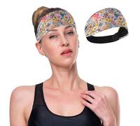 GuoChe Fasce elastiche per il sudore con fiori acquerellabili, alla moda, per calcio, trekking, lavaggio del viso